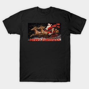 Santa Claus on 3-Wheel Wagon T-Shirt